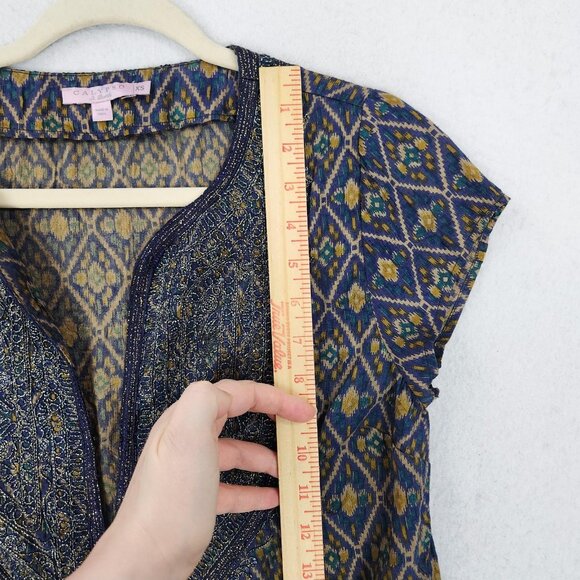 Calypso St Barth Dress Womens XS Blue Gold Fran Silk Embellished Tunic Boho - Picture 8 of 14